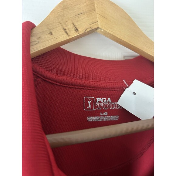 PGA Tour Pro Series Mens Red Polo Golf Shirt Black Accents Size Large - Picture 4 of 7